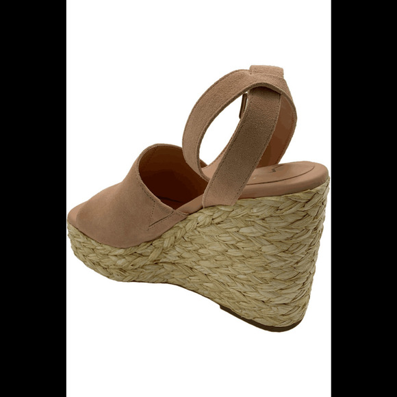 Marc Fisher LTD Suede Espadrille Wedges Nelly Pale Blush - Medium